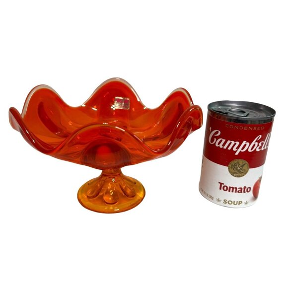 VTG VIKING AMBERINA CADMIUM CANDY DISH *IT GLOWS* 4.5" H X 7" W W/STICKER - Picture 5 of 9